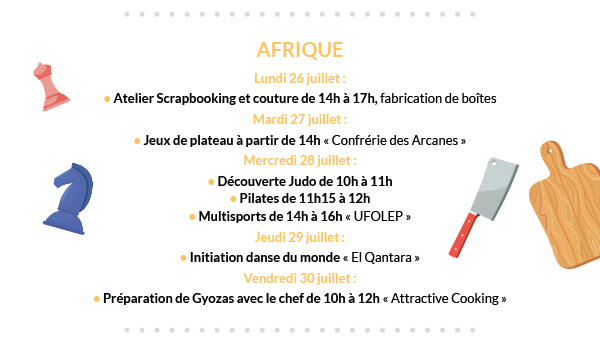 Scrapbooking, Jeux de plateau, Initiation danse du monde